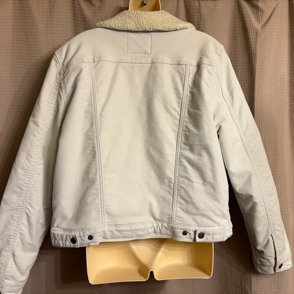 Ivory Denim Levi's Jean Jacket Sherpa Fleece Lining Women's XL - Picture 5 of 12